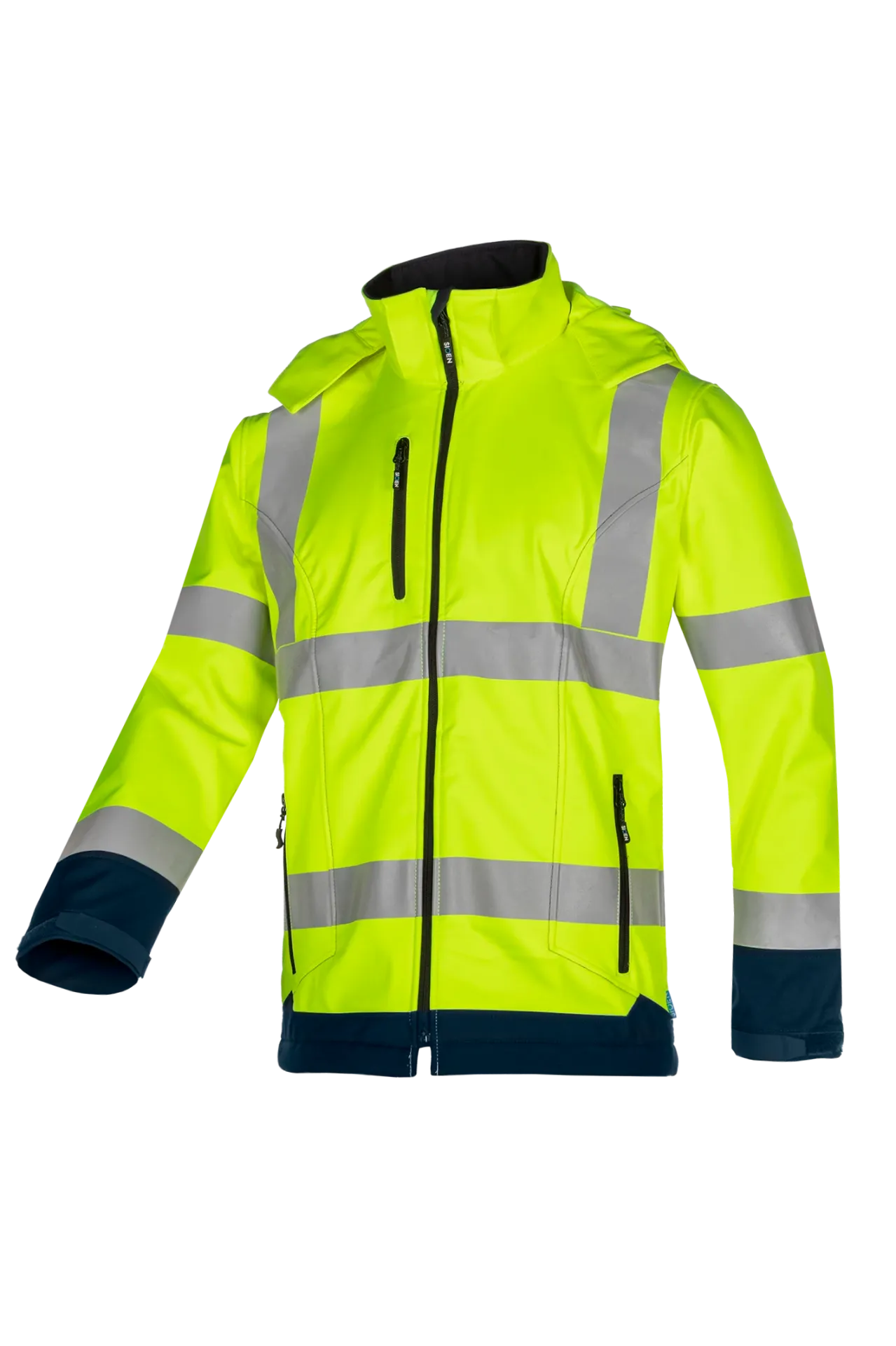 316 9933 SIOEN Fuller Laminierte Warnschutz-Softshelljacke mit abnehmbarer Kapuze