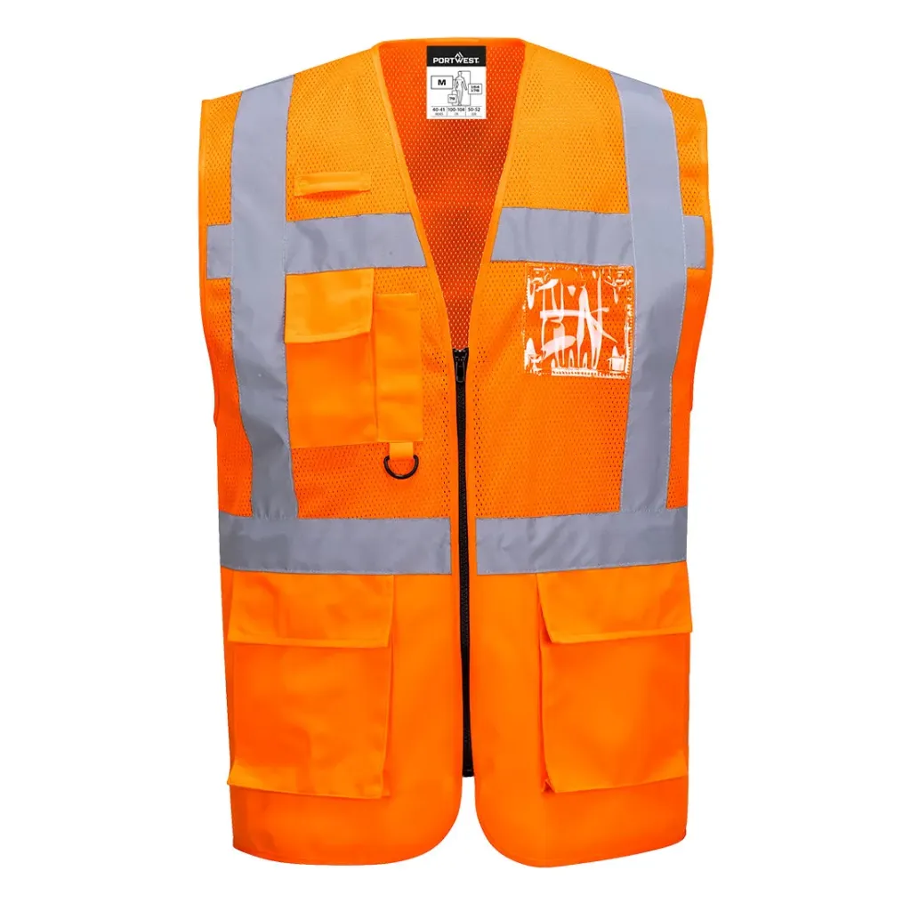 PW C496 Port West Madrid Hi-Vis Mesh Exekutiv Weste (orange, S)