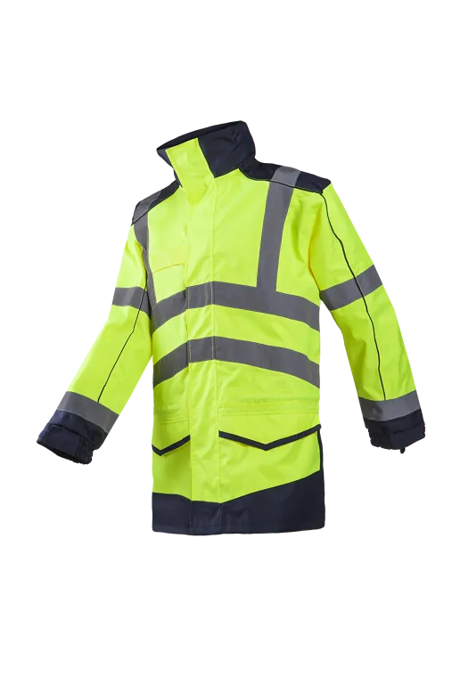 316 166 SIOEN Anfield Warnschutz-Regenjacke (278 Leuchtgelb/Marineblau, S)