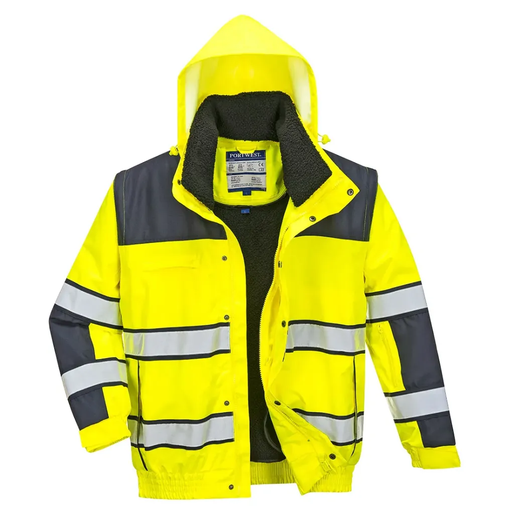 PW C466 Port West Hi-Vis 3-in-1 Kontrast Winter Pilotjacke (orange / schwarz, XS)