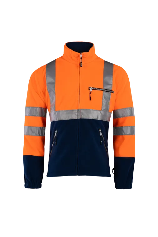 316 497Z SIOEN Kingley Warnschutz-Fleecejacke (414 Leuchtorange/marine, XS)