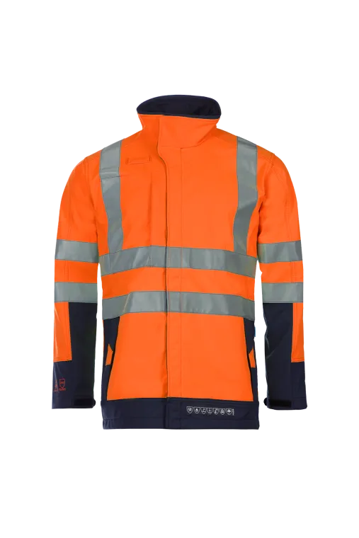 316 9633 SIOEN Playford Warnschutz-Softshelljacke, Störlichtbogenschutz (278 Leuchtgelb/Marineblau, XS)